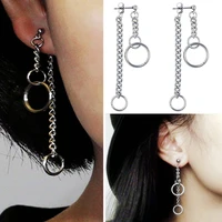 stainless steel helix stud earrings for women men rear hanging chain earlobe cartlidge earring body piercing ear jewelry gothic