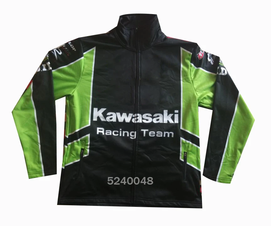 Мягкая на ощупь тканевая куртка для мотоцикла Kawasaki, сохраняющая тепло, толстовки с капюшоном для гоночной команды, одежда на молнии, весенне-осенняя верхняя одежда