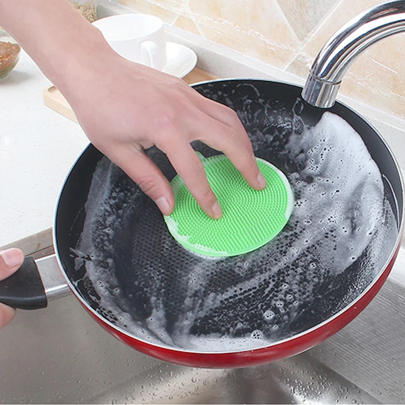 Многофункциональная цветная силиконовая щетка для мытья посуды двухсторонняя