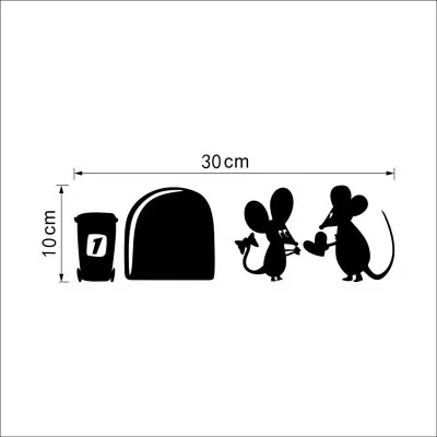 Мышь любовь сердце плинтус стена искусство смешные наклейки виниловые мыши дома