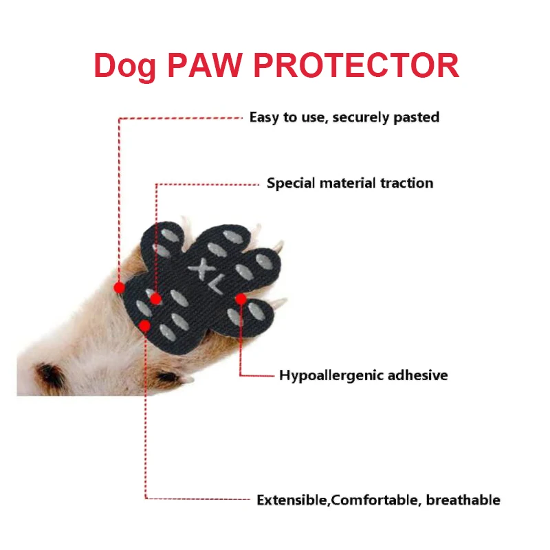 4Pcs/Set Dog Paw Protector Anti-slip Traction Pads Pet Foot Care Tool Waterproof Disposable Dog Foot Patch Self Adhesive