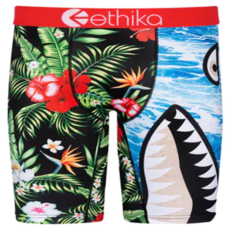 

Летние камуфляжные спортивные шорты-боксеры Ethika, модные мягкие и дышащие Мультяшные шорты из полиэстера с принтом акулы