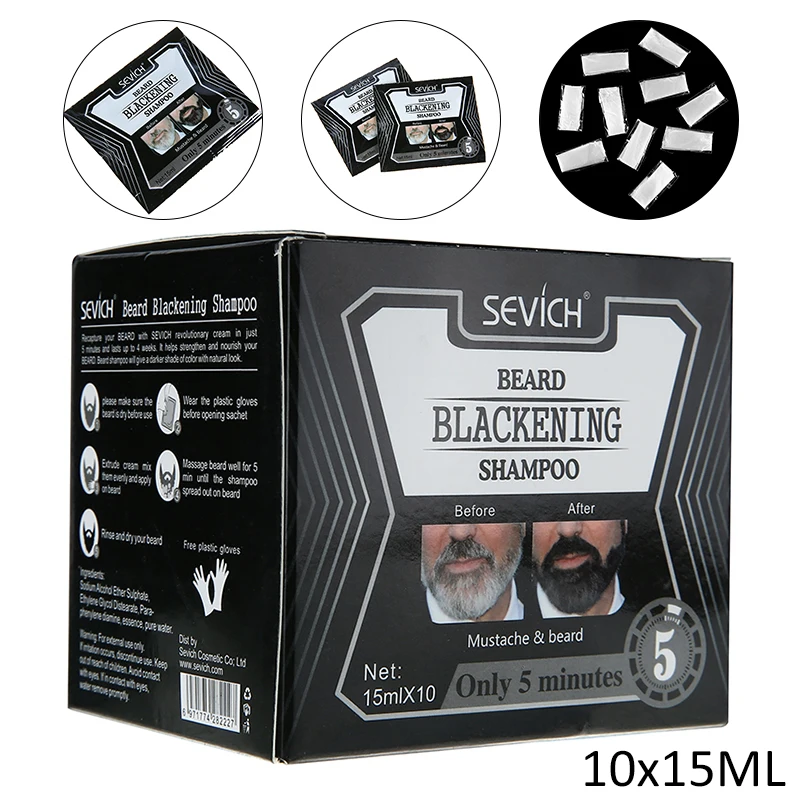 

15ml Men's Beard Colouring Dye Tint Cream Moustache Blackening Shampoo Nourishing Beard Hair Color Dye Shampoo