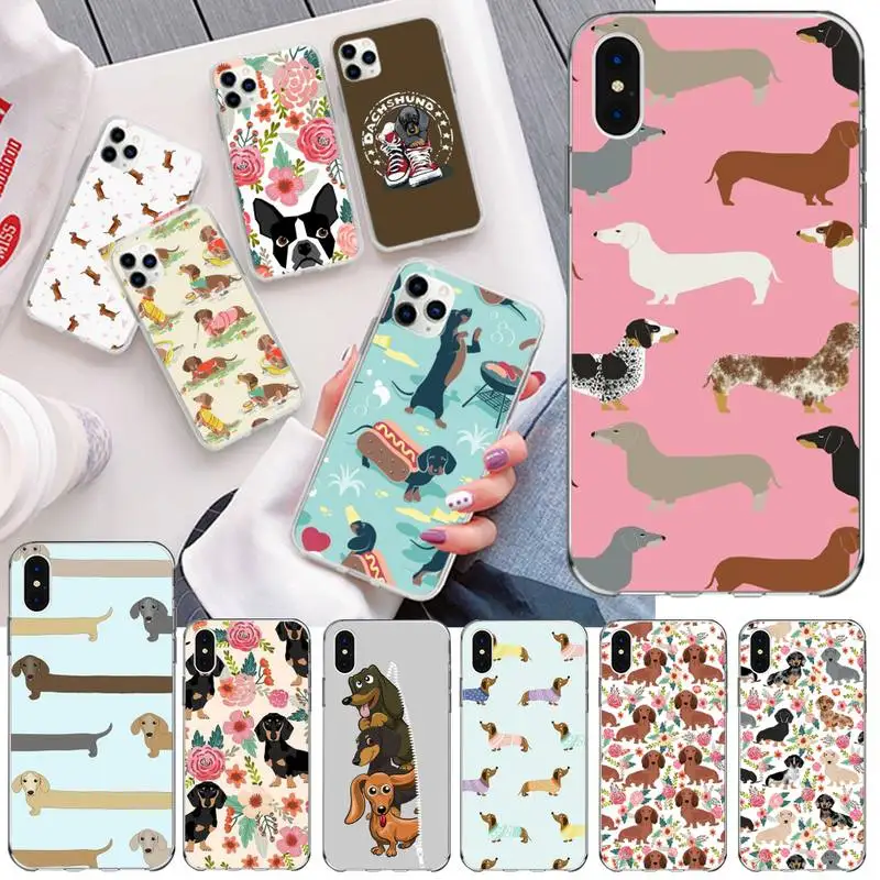 Мультяшный чехол для телефона с таксой сосиской собакой iphone 12 11 Pro Max Mini XS 8 7 6 6S Plus X