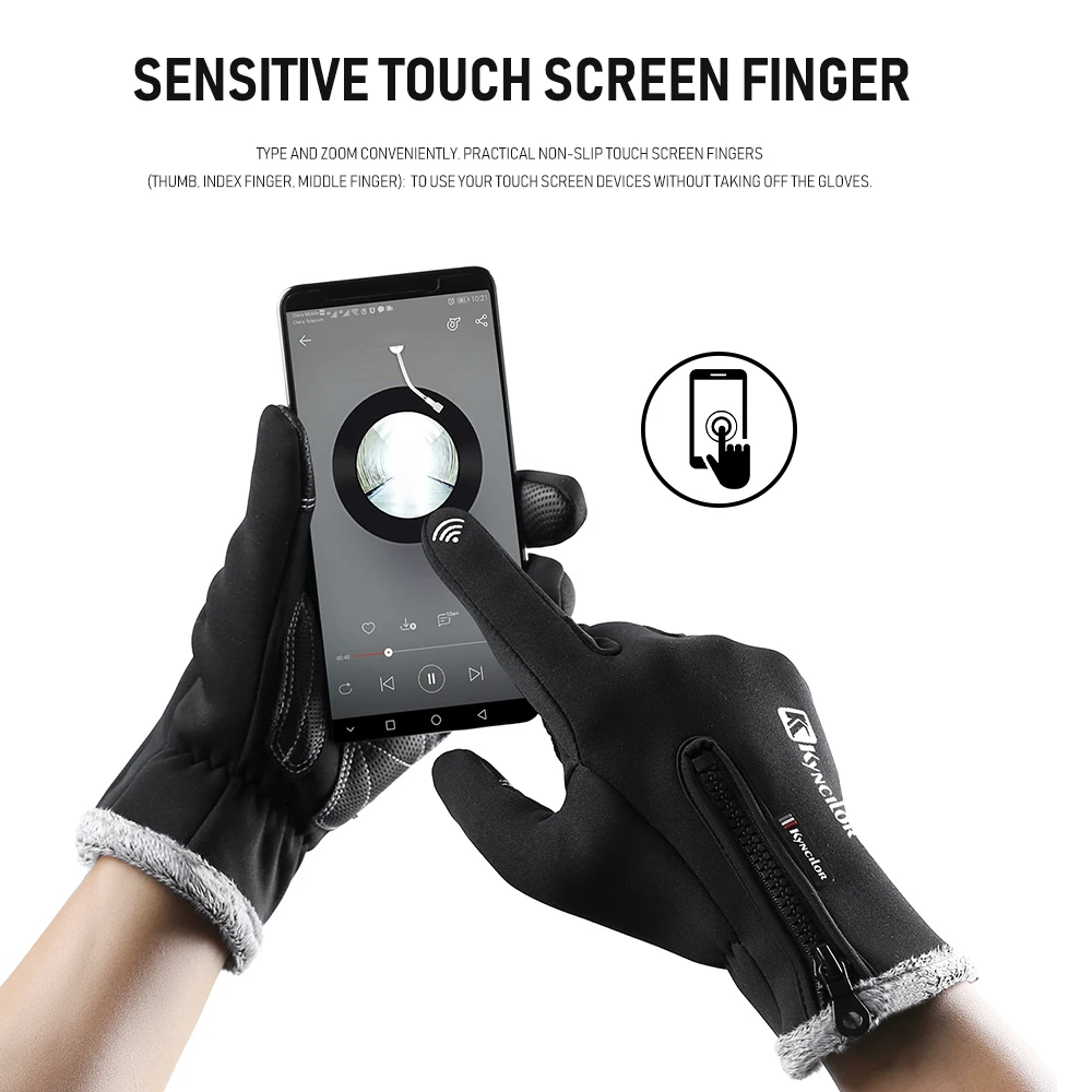 Зимние теплые женские и мужские перчатки флисовые ветрозащитные