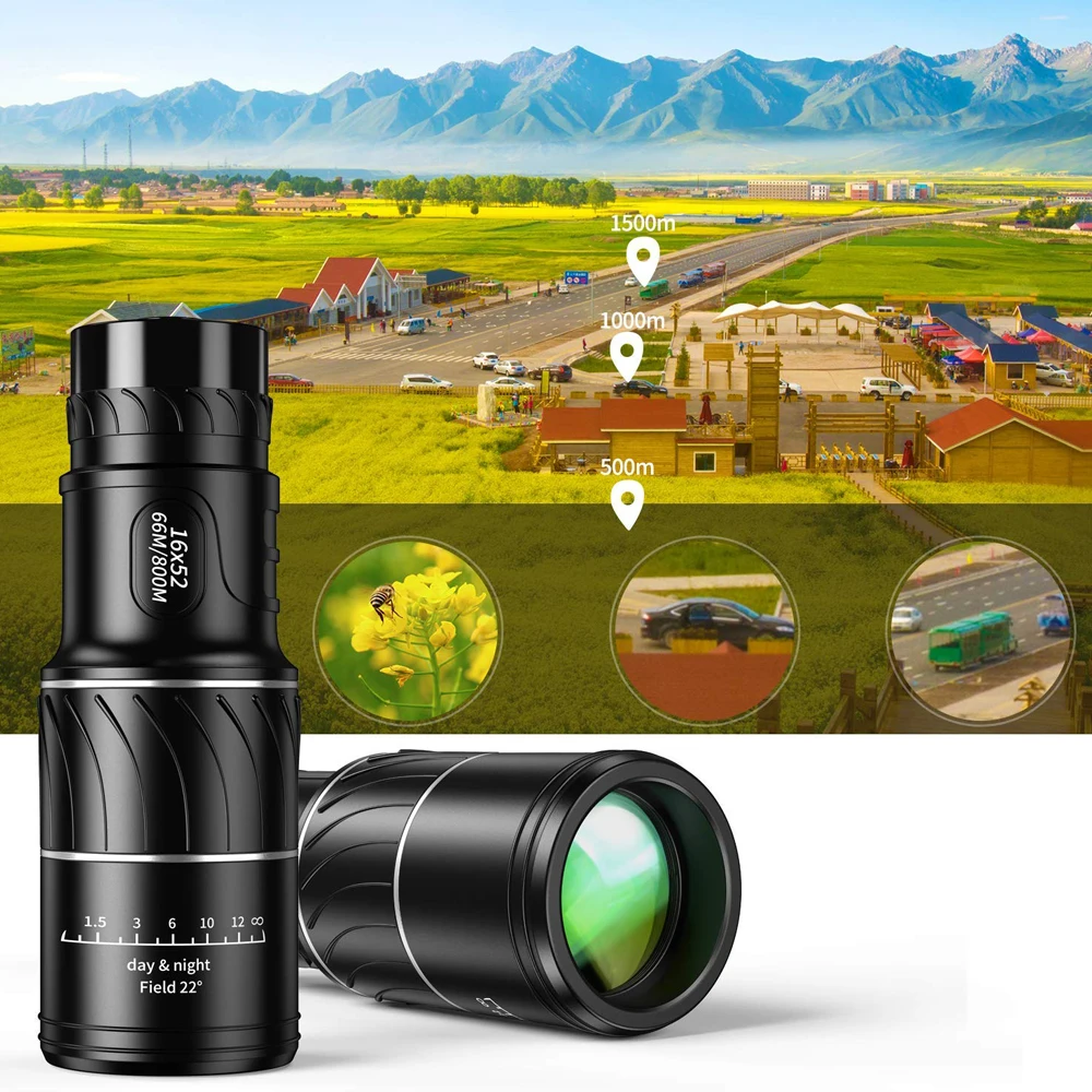 

HD Dual Focus Monocular 16x52 With Night Vision High Power Waterproof Telescope For Outdoor Hunting Tourism Bird Watching