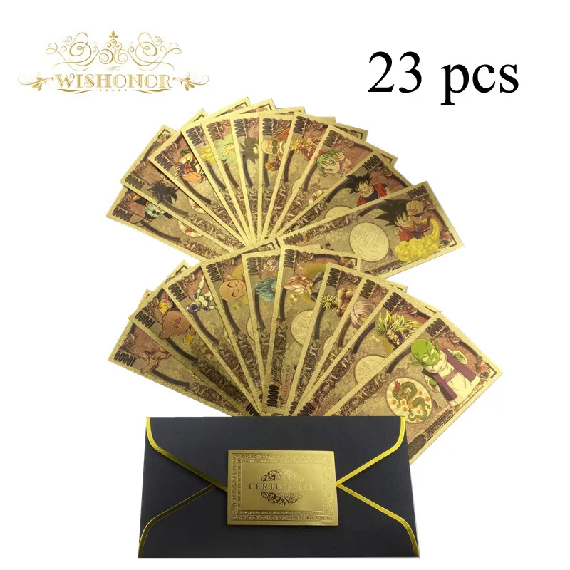 Красивые 23 вида банкнот из японской серии Z с героями мультфильмов|Золотые