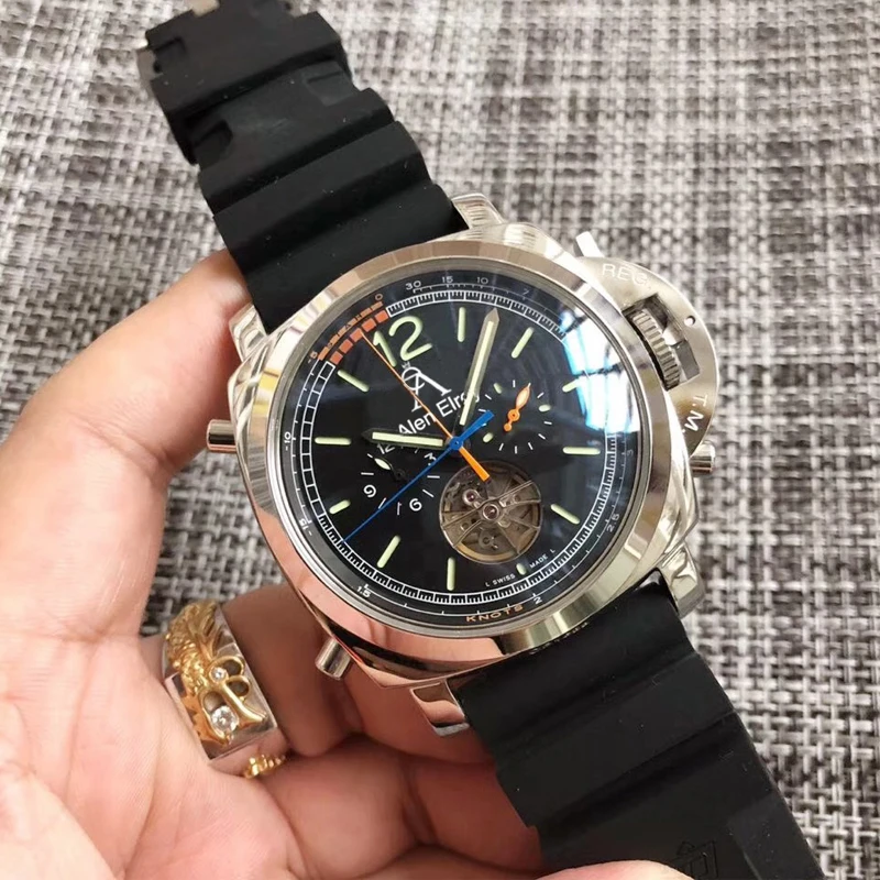 

Top quality 3 types Rose Gold Mens Mechanical luxury skeleton watch stainless steel case black rubber strap 1:1 watches