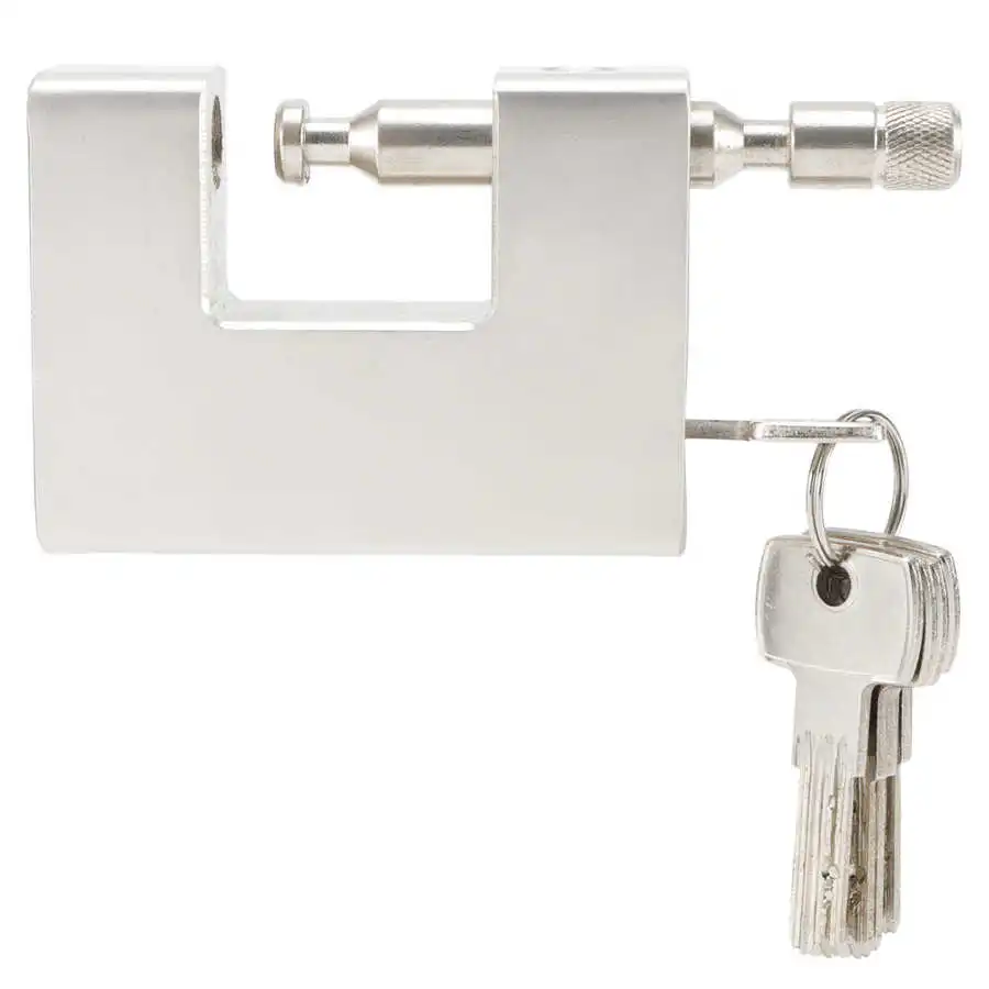 

High Safety Security Waterproof Iron Padlock Rectangular Thick Shackle Anti Theft Heavy Duty D Shaped Pick‑Proof Door Lock