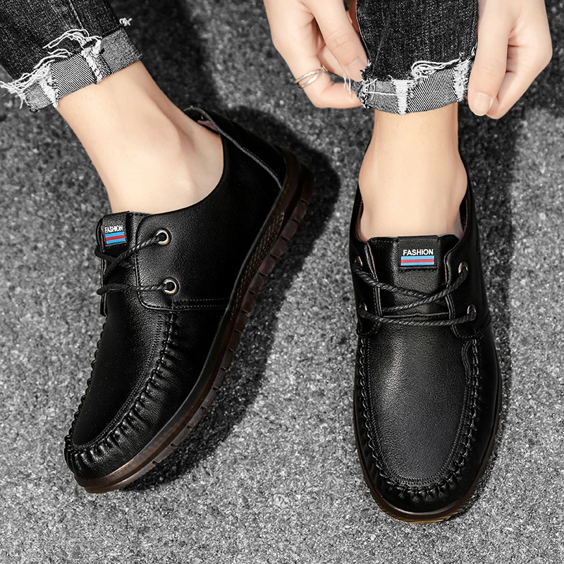 

New Men's Casual Shoes Low Price Male Classic Retro Lace Men's Brogues Dress Shoes Leather Flats Shoes Business Work Footwear *