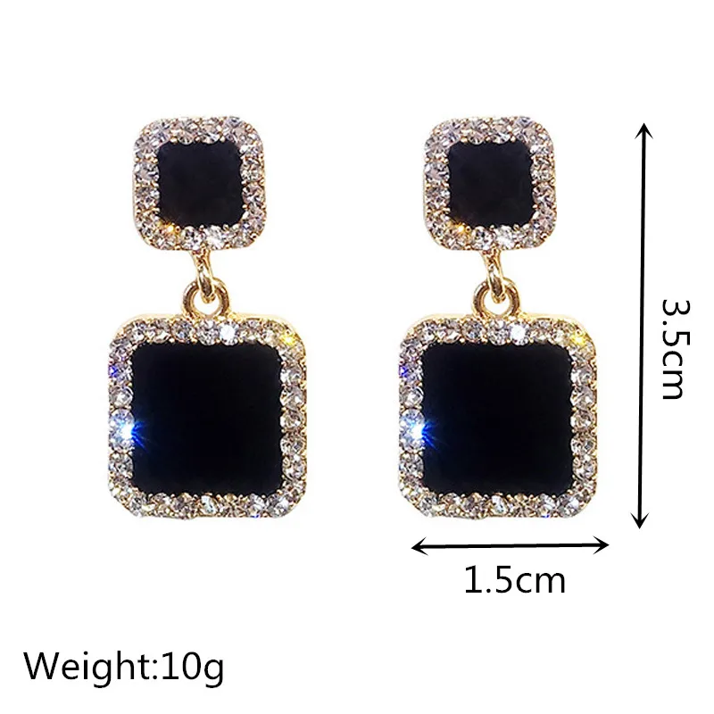 Хрустальные серьги HOCOLE для женщин эффектные 2019 геометрические черные квадратные