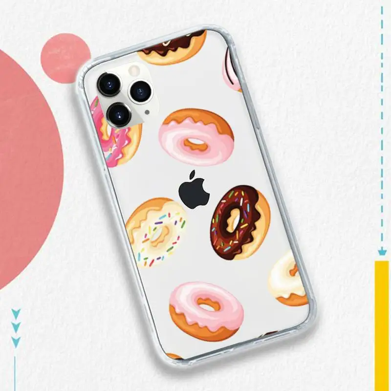 

Cute donut cake dessert Phone Case Transparent soft For iphone 5 5s 5c se 6 6s 7 8 11 12 plus mini x xs xr pro max