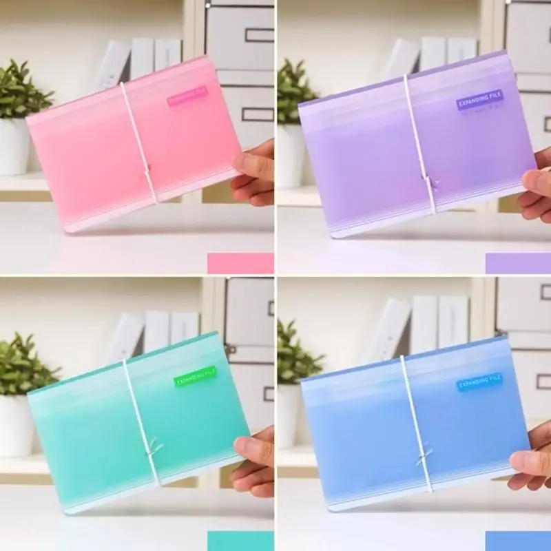 

Vividcraft Cute Candy Color Transparent Multi-layer Bag Bill File Shape Folder Mini Supplies Bag Office A6 Organ Document W1R7