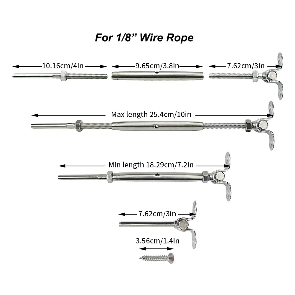 

10PCS Cable Railing Hardware Kit Adjustable Closed Spiral Buckle Threaded Cable Tensioners Rust-Proof More Durable And Beautiful