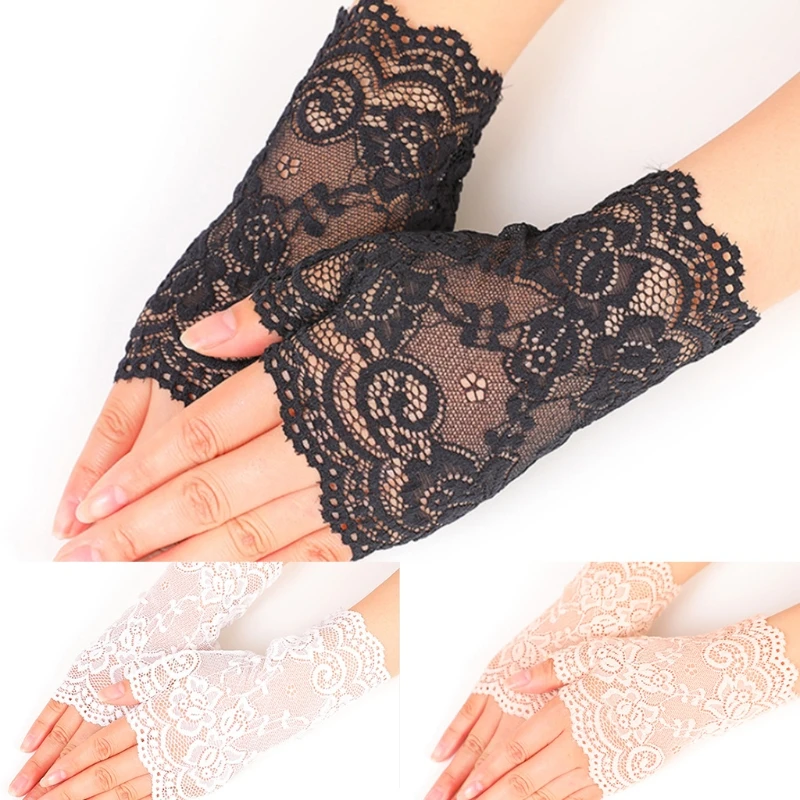 

Lace Floral Gloves Wrist Length Floral UV Protection Gloves Wrist Length Gloves