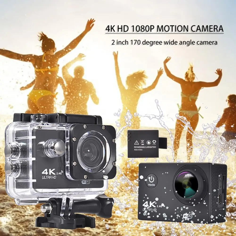 Экшн-камера 4K Ultra HD 1080 P 2 дюйма 170 градусов широкоугольная водонепроницаемая 12 Мп