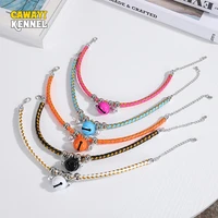 2 pcsset cute cats collars with pendant adjustable safety collar puppy chihuahua rabbit necklace with bells pets accessories