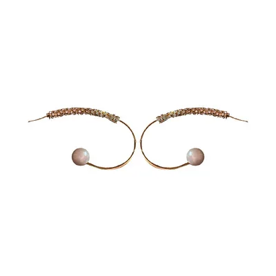 

925 silver needle exaggerated design diamond C-shaped pearl earrings simple personality earrings cold wind simple earrings