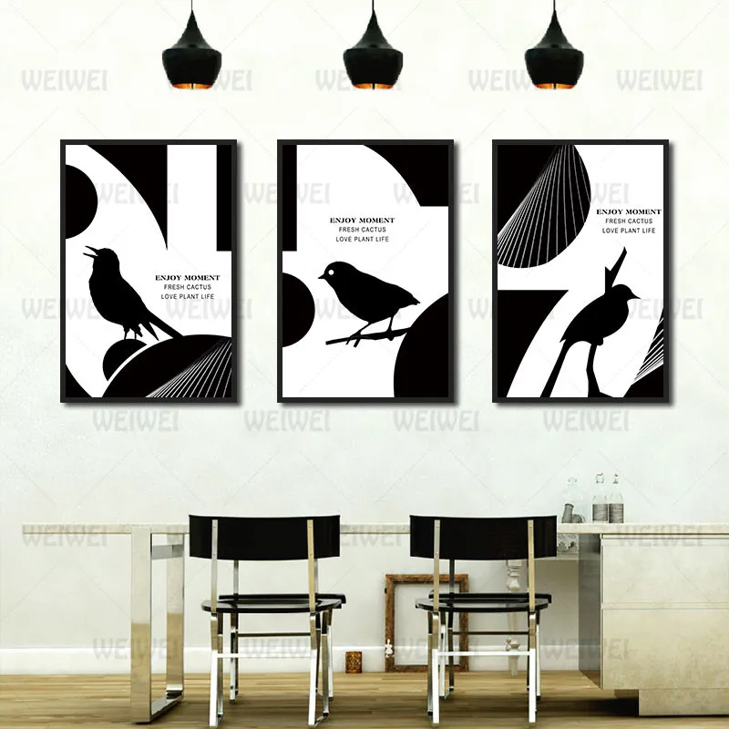 

Home Decoration Black Letters and Birds Canvas Poster Wall Art Decoration for Living Room and Bedroom Frameless Style