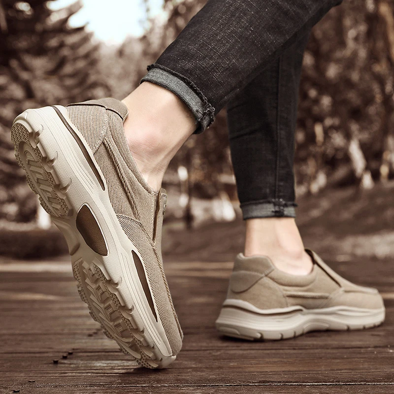 

2021 Men New Fashion Canvas Shoes Light Weight Breathable Comfortable Slip-On Big Size 39-48 Outdoo Walking Sneaker