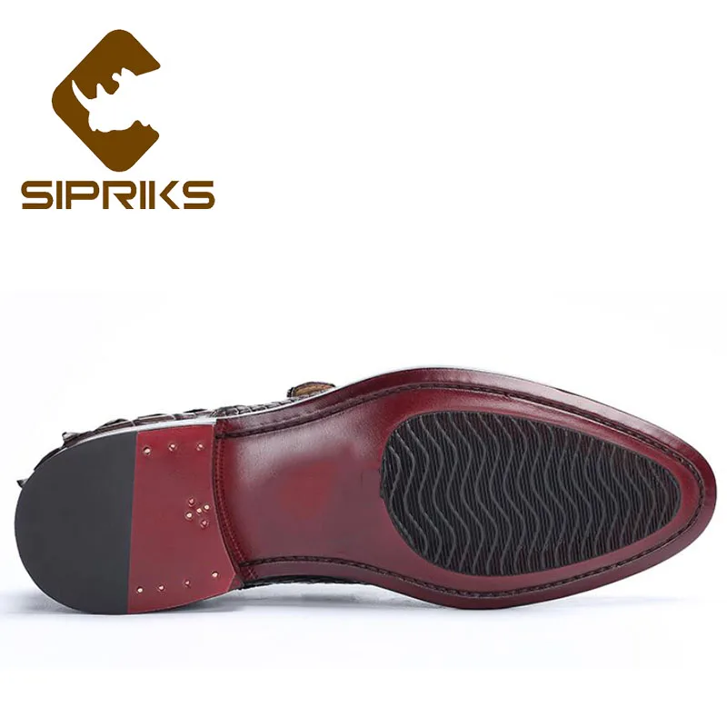 Sipriks импортные коричневые крокодиловые кожаные туфли мужские роскошные строгие