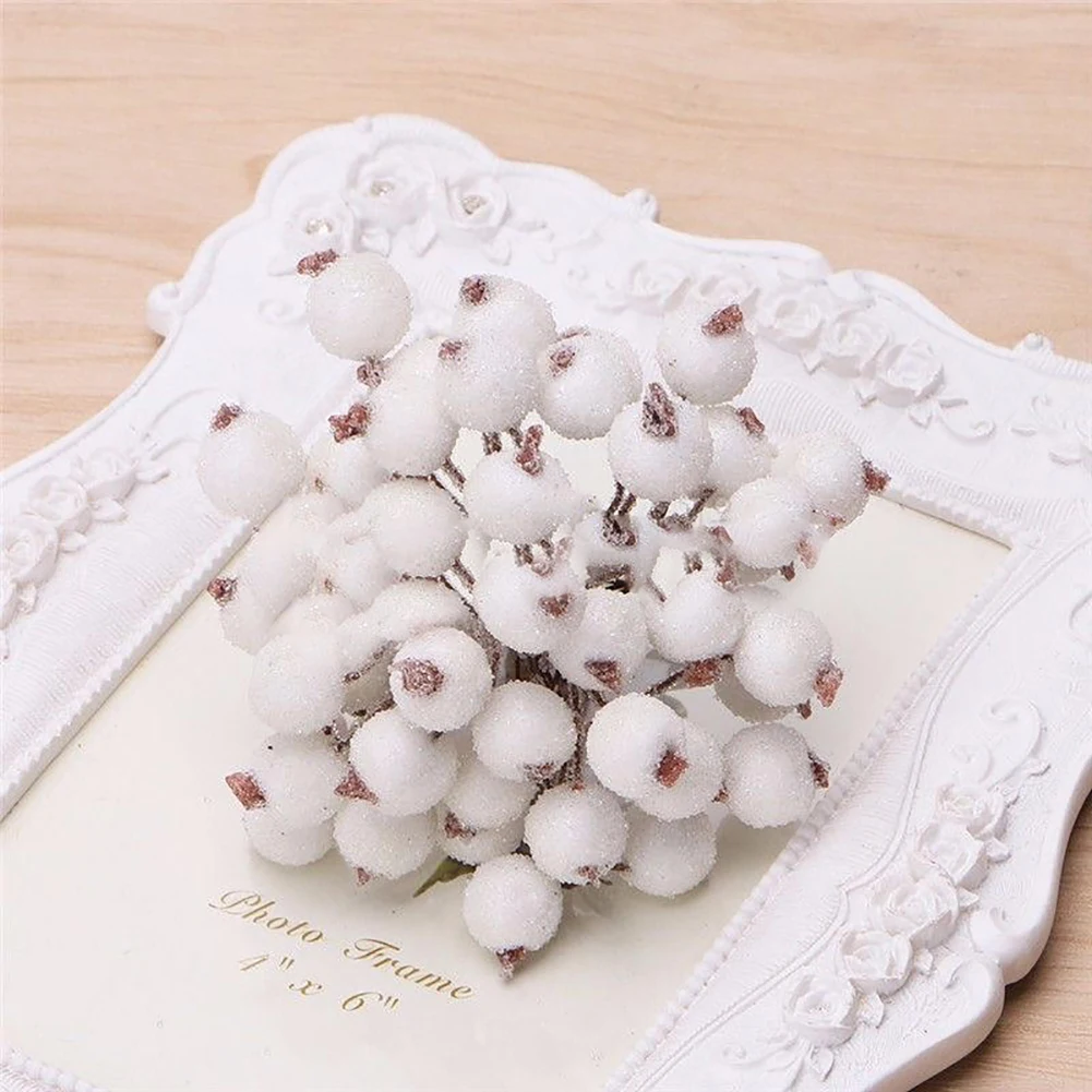 

1 Bouquet Mini Christmas Foam Frosted Fruit Artificial Holly Berry Home Decor