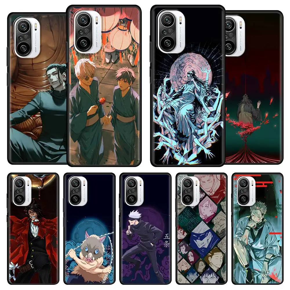 

Jujutsu Kaisen Cartoon Silicone Phone Case for Xiaomi Redmi Note 10 9 8 Pro 9A 9T 9S 7 9C 8T K40 Pro Plus Black Soft Funda Cover