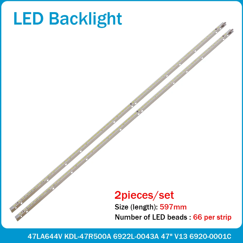 Новинка светодиодная лента для подсветки 2 шт./Лот 66 светодиодов 597 мм 47 дюймов V13