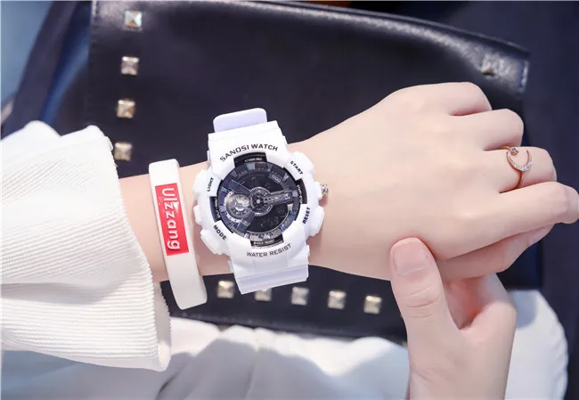 white black Топ Модные Часы мужские Losida модные часы мужские стильные водонепроницаемые спортивные военные S Shock Роскошные Аналоговые светодиодные кварцевые цифровые - Цвет: white black