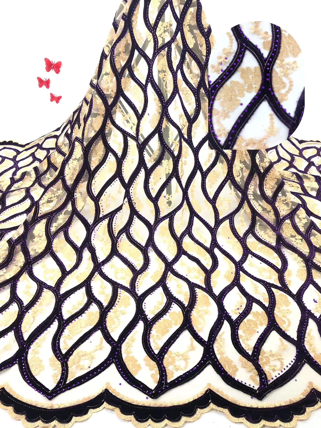 

French lace fabric 2019 high quality African wedding lace fabric with sequins from Nigeria sequin material dress JJ00241