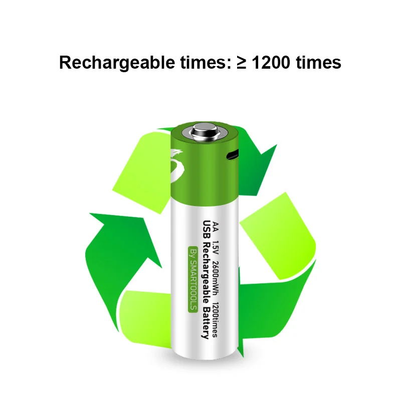 АА перезаряжаемая 1 5 V 2600mWh USB литий ионная аккумуляторная батарея для