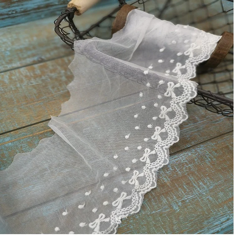 2 ярда сетчатая пряжа кружево с вышивкой 9 см бантом сделай сам манжеты воротник