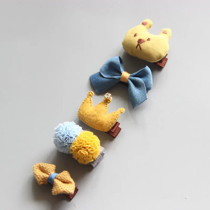 5 шт./упак. с цветочным узором и бантом детские заколки для волос девочек модные