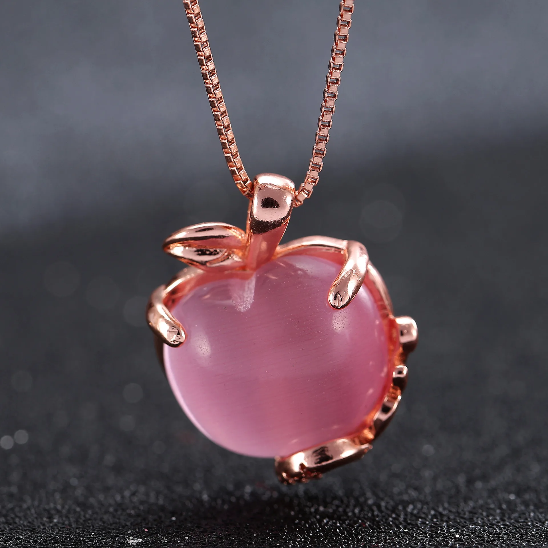 

Popular 925 Silver Mosaic Pink Crystal Apple Dangle Pendant Trendy Fashion Charm Jewelry Accessories Gifts for Her Women