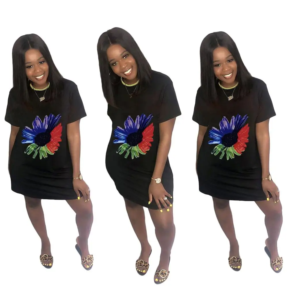 

Платье-футболка женское с коротким рукавом, уличная мини-туника с принтом персонажа, свободное короткое повседневное осеннее платье