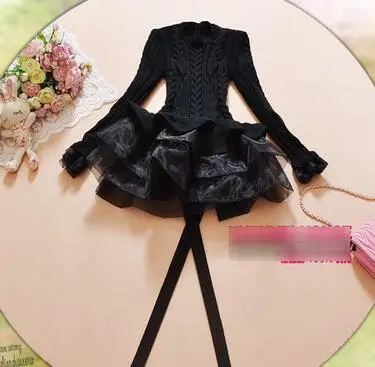 Женское платье-свитер MLXSLKY длинное трикотажное из шифона с круглым вырезом |