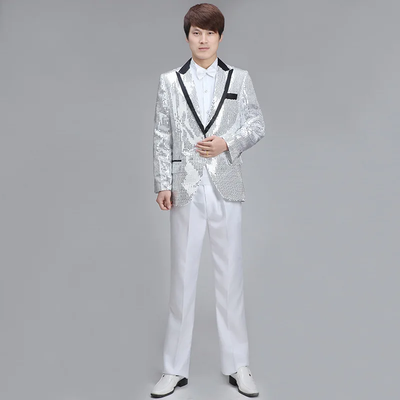 Man sequins suit costume party costumes dress man jackets singer singing dance clothes | Мужская одежда