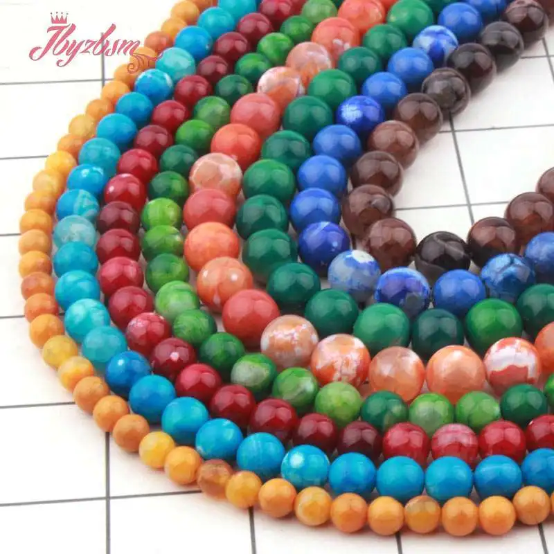 

Natural Smooth Round Cracked Agates 6/8/10mm Stone Beads Loose Spacer For DIY Necklace Bracelet Jewelry Making Strand 15"