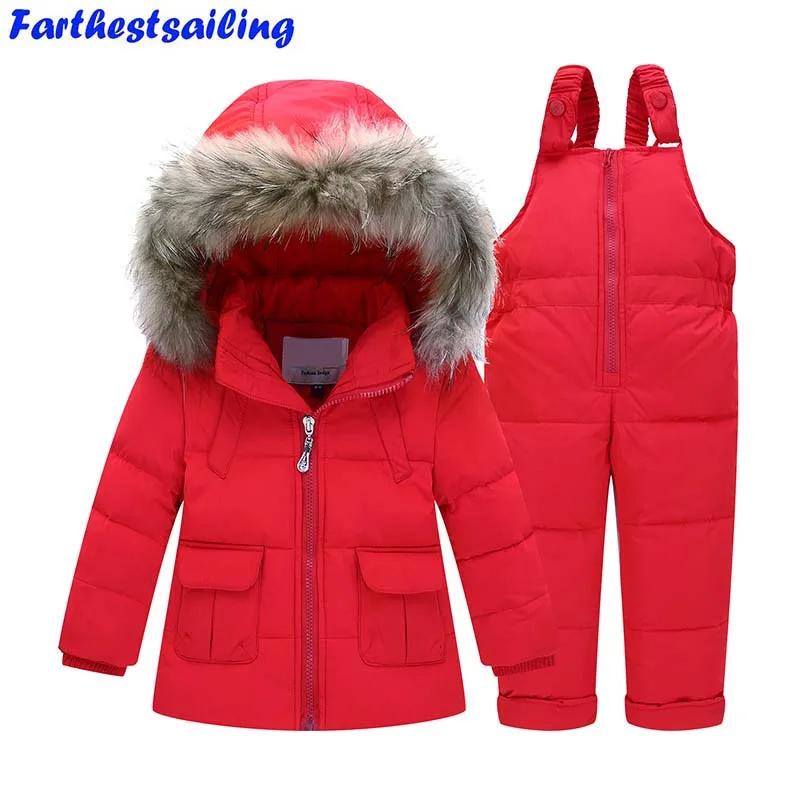 Зимние костюмы для девочек и мальчиков комплекты одежды детей Детские куртки +