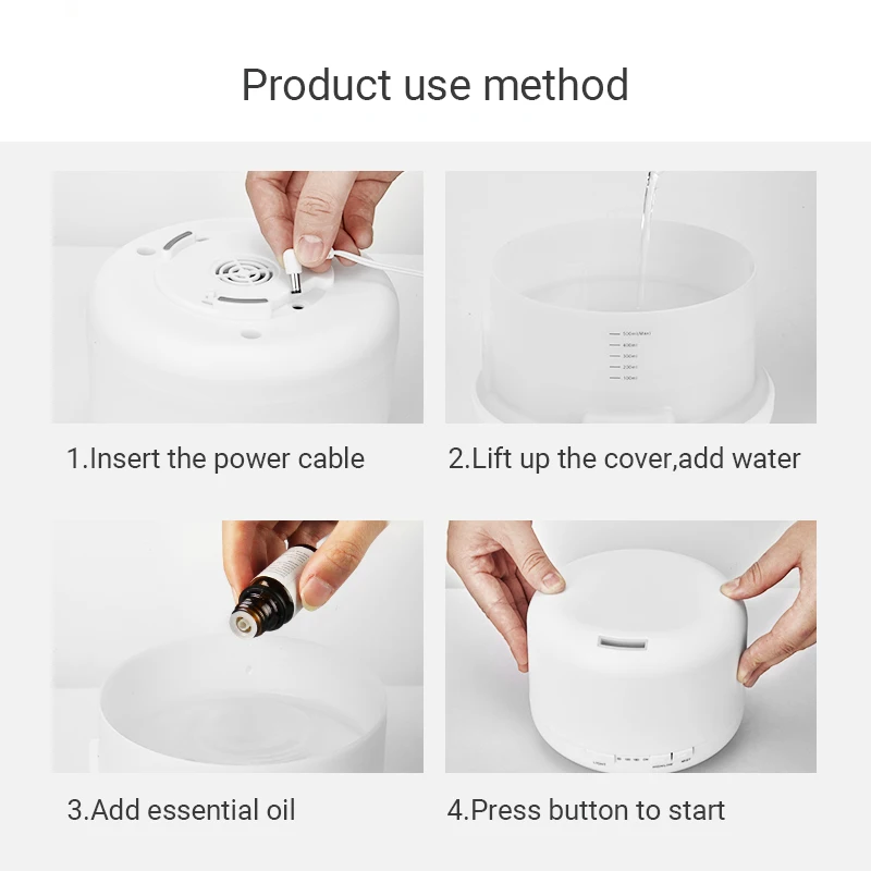 

KBAYBO 300ML Electric Ultrasonic Air Humidifier USB Aromatherapy Essential Oil Aroma Diffuser with Remote Control 7 Color Lights