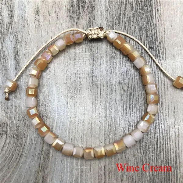 Wine Cream Квадратный Кристальный бисерный браслет из ярких бусин для женщин богемный консервативный стиль - Окраска металла: Wine Cream