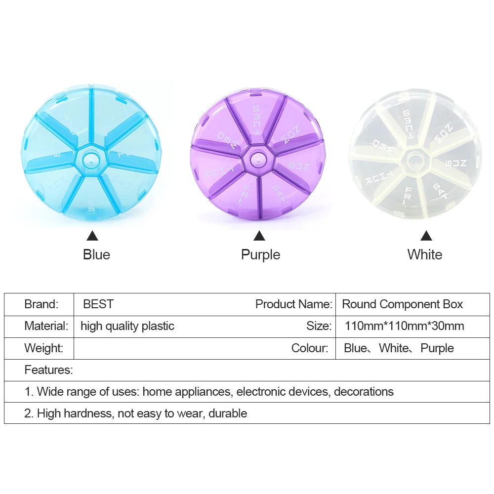 1pc 7 days weekly pill storage box medicine box holder container portable ransparent mobile phone mainboard ic parts storage box free global shipping