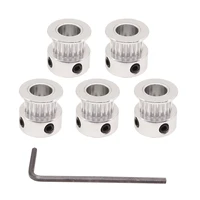 5pcs gt2 pulley 20 teeth 5mm bore 6mm width 20t timing belt pulley wheel aluminum for 3d printer