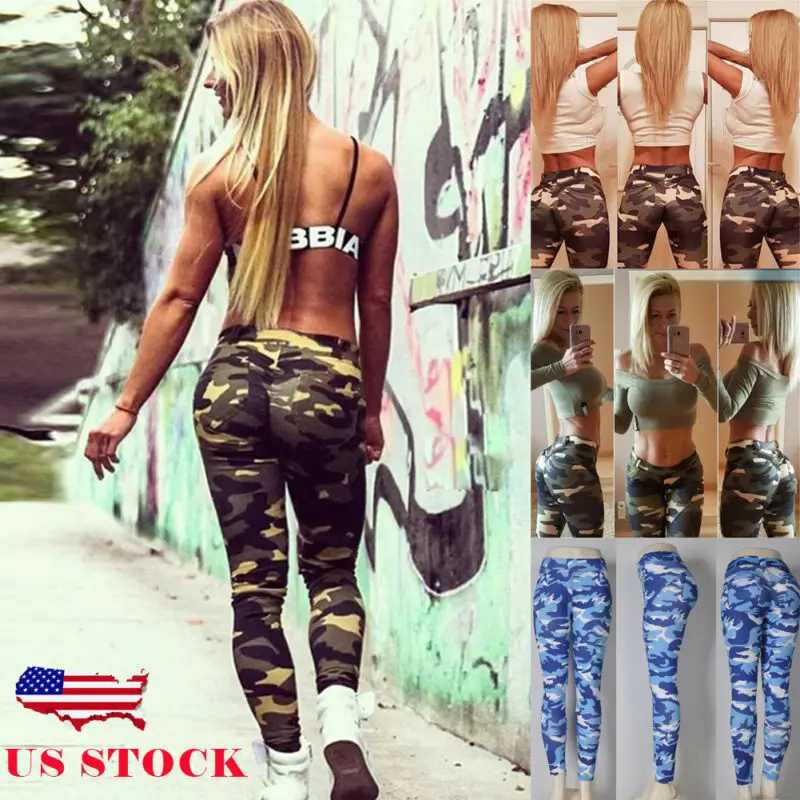 New Fashion Womens Pants Military Army Leggings Camouflage Camo Casual Trousers Green Blue | Женская одежда