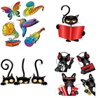 Детские милые нашивки с животными, собаками и кошками, нашивки для одежды с рисунком животных, футболка, термотрансферный аксессуар сделай сам, Аппликации, виниловые нашивки