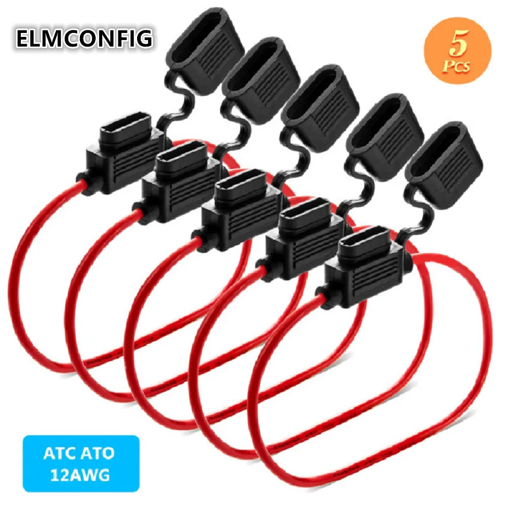 

5Pcs Auto Car Blade Inline Type ATM Mini Fuse Waterproof Holder Case Motor Tap Blow BloM12V 32V 16 AWG Wire Cutoff Switch Socket