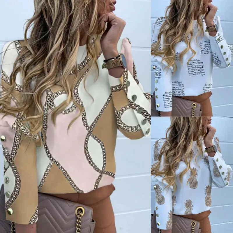 

Autumn Fashion Round Collar Long Sleeve Blouse Solid Color Womens Tops And Blouses Autumn Elegant Long Sleeve Blouses Shirts