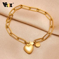 vnox gold color rectangle chain bracelets for girls baby giftanti allergy stainless steel paper clip links wristband jewelry