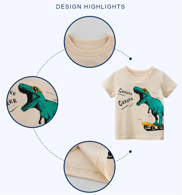 

Summer Toddler Boys Dinosaur T Shirts Kids Fashion Clothes Baby Boy Cartoon Quality Cotton T-Shirt Boutique Outfits Infant Tops