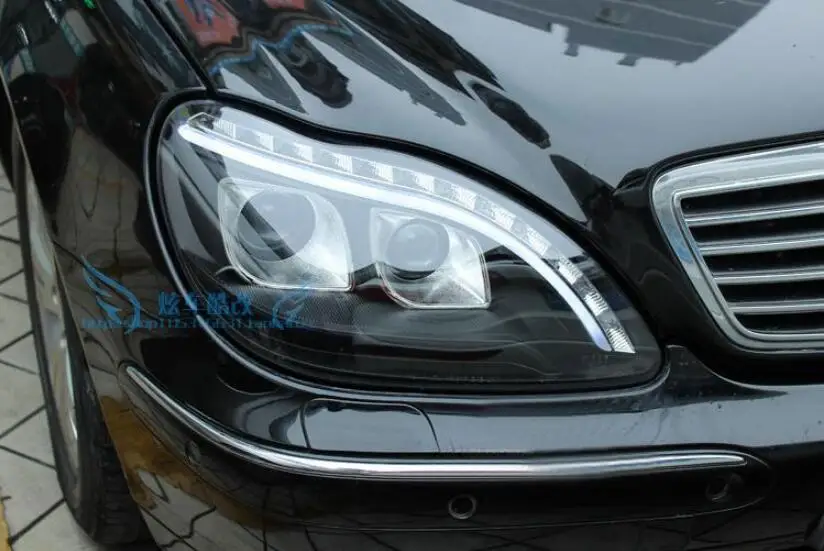 2 шт. 1998~ 2005y бампер автомобиля головной светильник для Mercedes Benz W220 туман S280 S320 S350 S500 S600 головной светильник W220 линзы прожекторного типа светильник